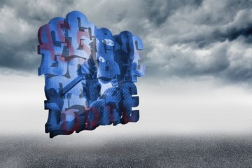 Poster - Composite image of burglar on abstract screen