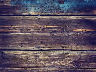 Old Wood Background - Vintage with blue and yellow colors.