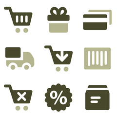 Wall Mural - Shopping web icons, olive set