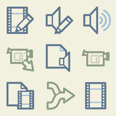 Wall Mural - Audio video edit web icons, money color set