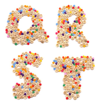 The alphabet from multi-colored buttons