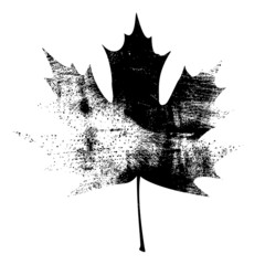 grunge maple leaf - black