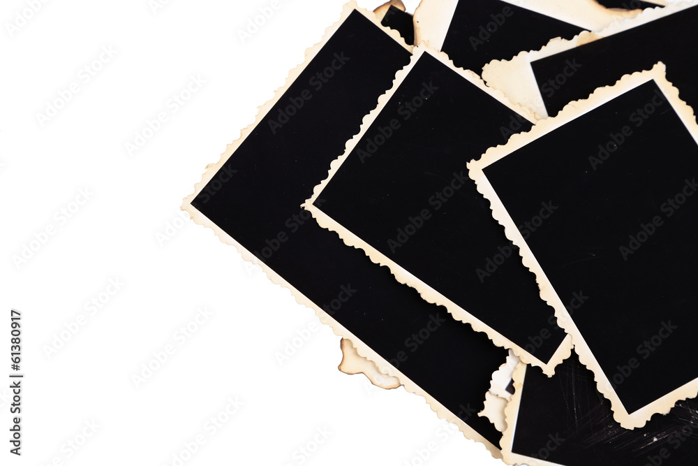 Blank old photos isolated on white