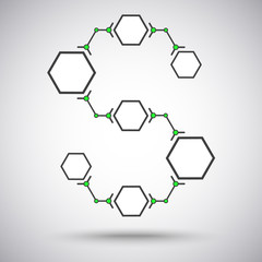 Wall Mural - network of hexagonal cells connected in series s-shaped