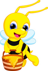 Wall Mural - cute bee cartoon