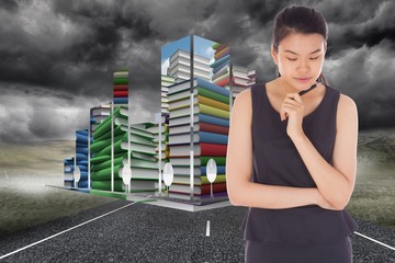 Poster - Composite image of thinking businesswoman