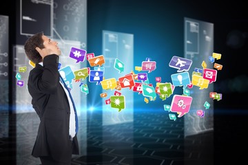 Poster - Composite image of thinking businessman scratching head