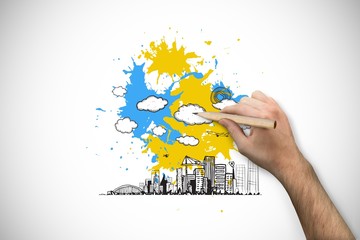 Poster - Composite image of hand holding a pencil
