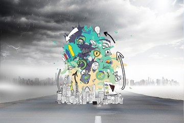 Poster - Composite image of data brainstorm on paint splashes