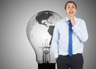 Poster - Composite image of thinking businessman touching his chin