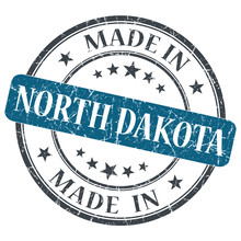 Made In North Dakota Blue Round Grunge Isolated Stamp