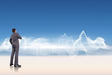 Poster - Composite image of thinking businessman with hand on chin