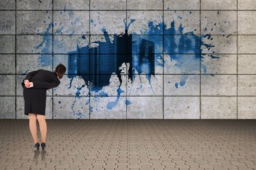 Poster - Composite image of businesswoman bending