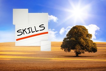 Poster - Composite image of skills in handwriting on abstract screen