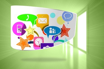 Poster - Composite image of colourful apps on abstract screen