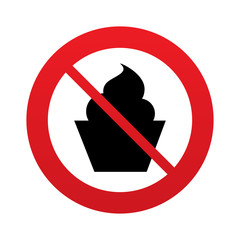 No Muffin food sign icon. Sweet cake symbol.