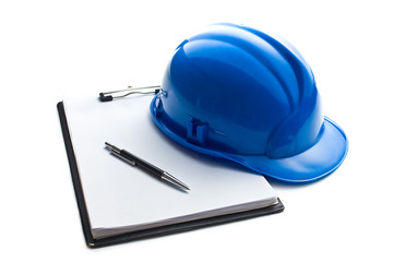 hard hat with clipboard