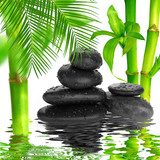 Fototapeta Dziecięca - spa Background -  black stones and bamboo on water