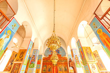 Interior And Ceiling Of St. George's Church In Madaba, Jordan.
