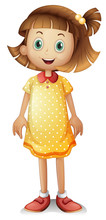 A Cute Young Girl Wearing A Yellow Polka Dress