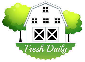 Wall Mural - A fresh daily label with a barn