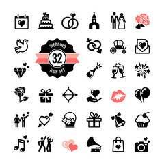 Web icon set - Wedding, marriage, bridal