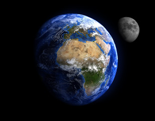 the earth and the moon.