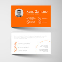 Modern orange business card template with flat user interface