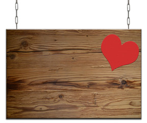 Wall Mural - Holz rotes Herz Schild