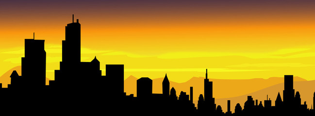 Wall Mural - Evening Cityscape - Vector