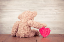 Teddy Bear With Red Heart Shaped Box