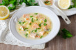 Cheese soup with salmon