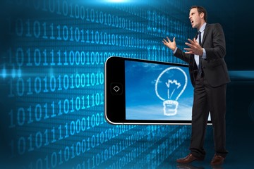 Poster - Composite image of stressed businessman gesturing