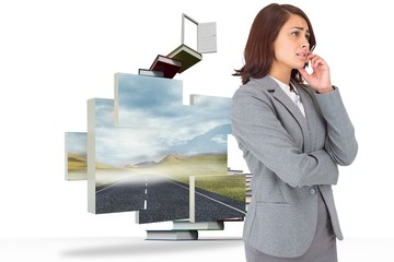 Poster - Composite image of worried businesswoman