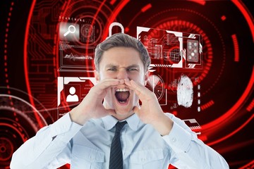 Aufkleber - Composite image of angry businessman shouting