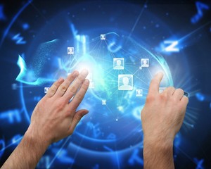 Aufkleber - Composite image of hands pointing and presenting