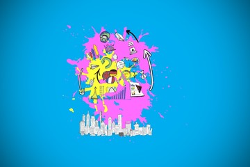 Poster - Composite image of brainstorm on paint splashes