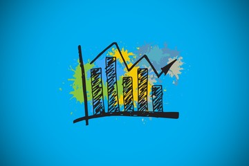 Aufkleber - Composite image of bar chart on paint splashes