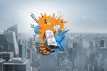 Poster - Composite image of profit concept on paint splashes