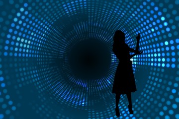 Aufkleber - Composite image of futuristic dotted blue and black background