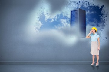 Poster - Composite image of attractive architect yelling