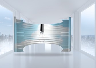 Poster - Composite image of light bulb on abstract screen