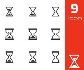 Wall Mural - vector black hourglass icons set