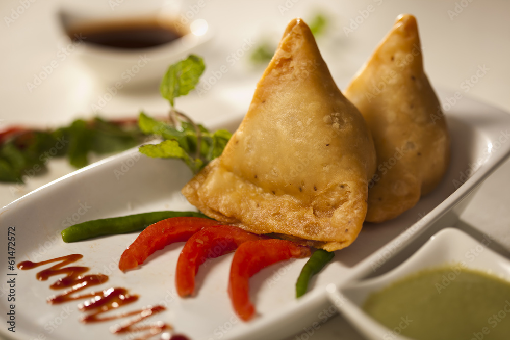 Samosa- An Indain fried,baked pastry. Stock Photo | Adobe Stock