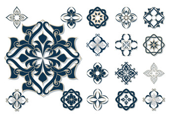 Set of arabic decor elements, vector, Ramadan