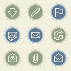 Wall Mural - Email web icon set, vintage buttons