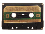 Fototapeta  - old, dirty, black, retro music audio tape