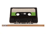 Fototapeta  - retro music audio tape with a pencil