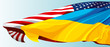 The national flag of the United States of America and Ukraine