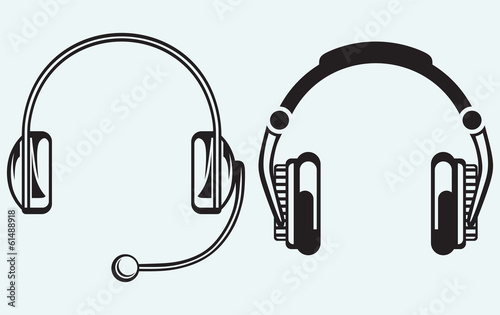 Icon headphones isolated on blue background Tableau sur Toile